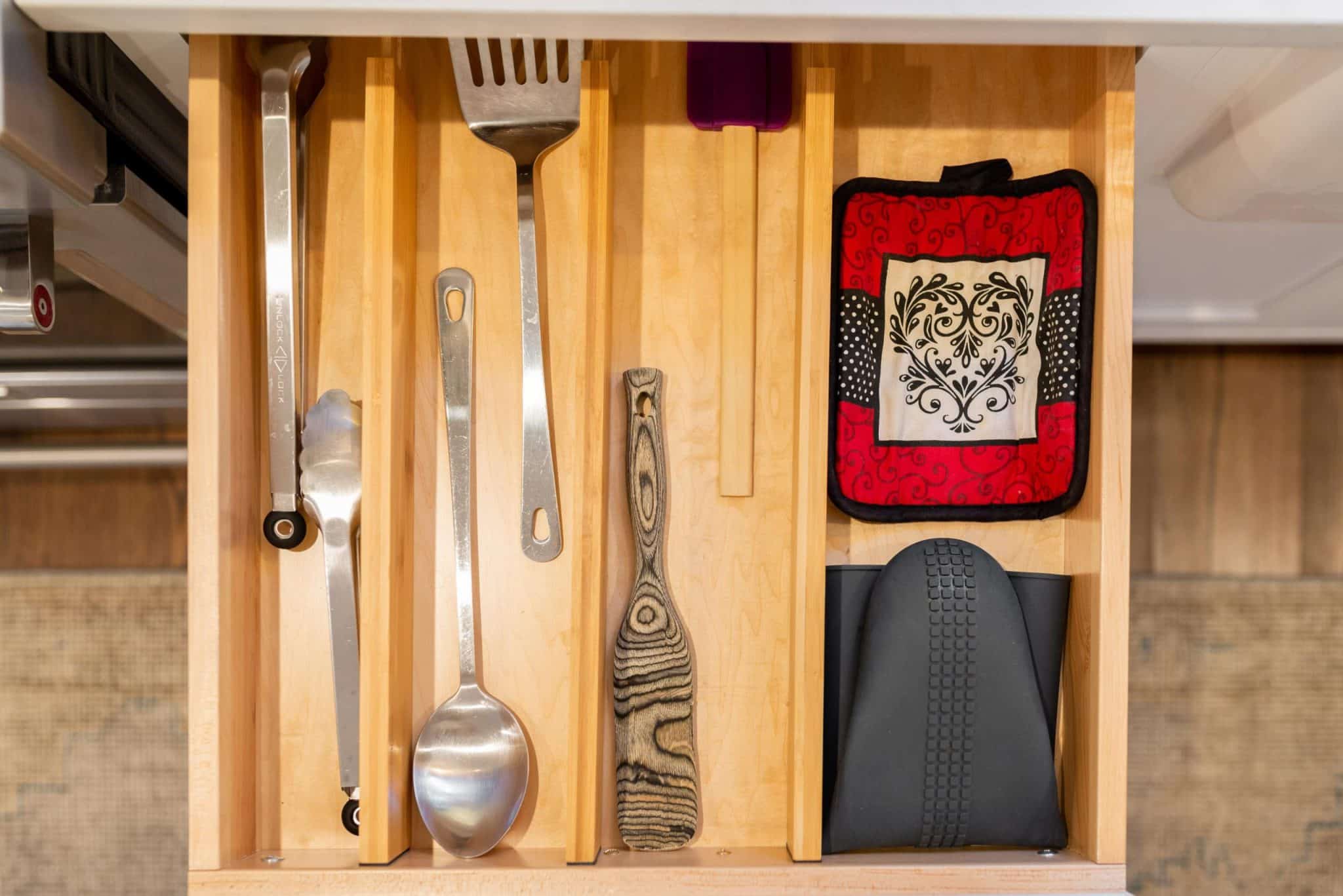 kitchen drawer with utensils