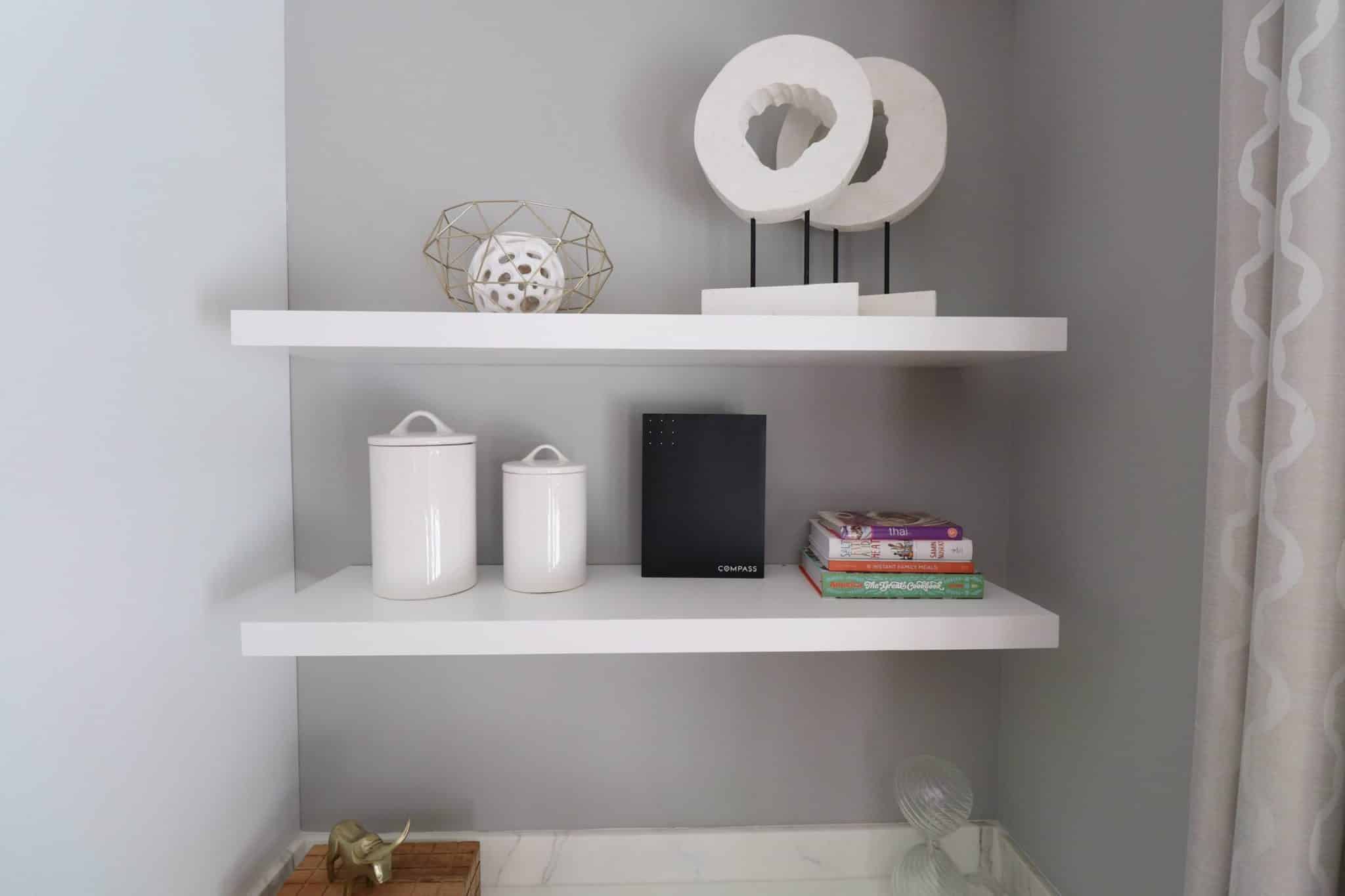 bookshelves with accessories